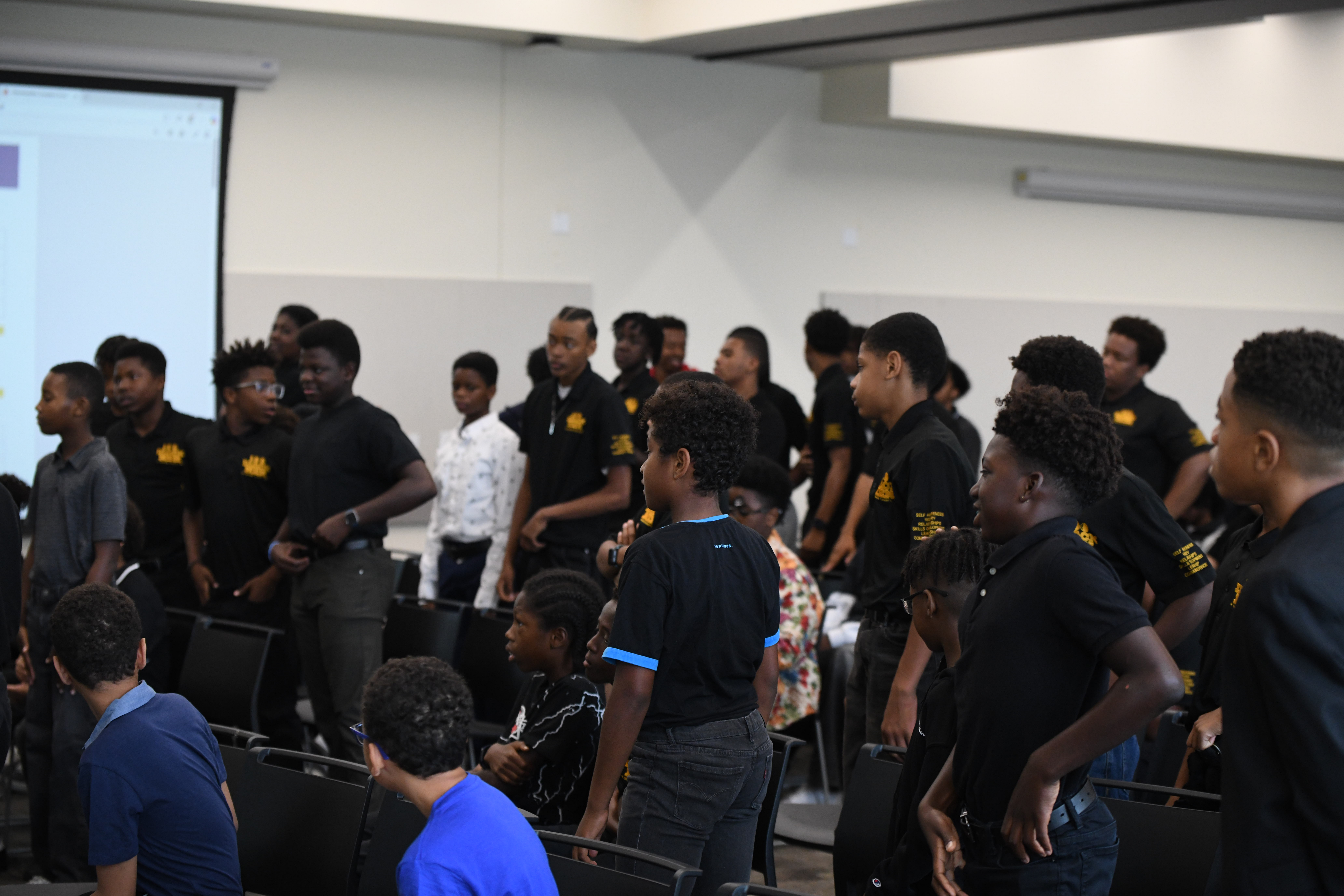 Students gathering in assembly